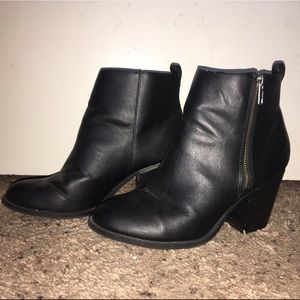 Black leather booties